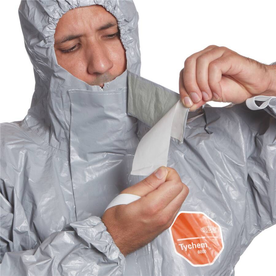 Tychem® 6000 F D13495126 Größe L Farbe grau Ausführung mit Füßlingen-6