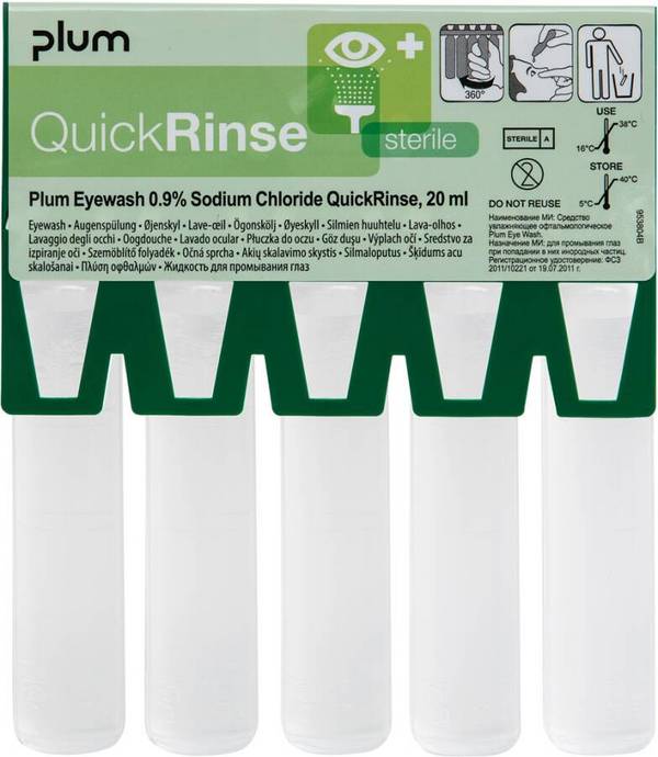 Augenspülampulle QuickRinse 5160 Inhalt 5x 20ml Augenspülampullen Einsatz Ersatzampullen für QuickSafe Basic