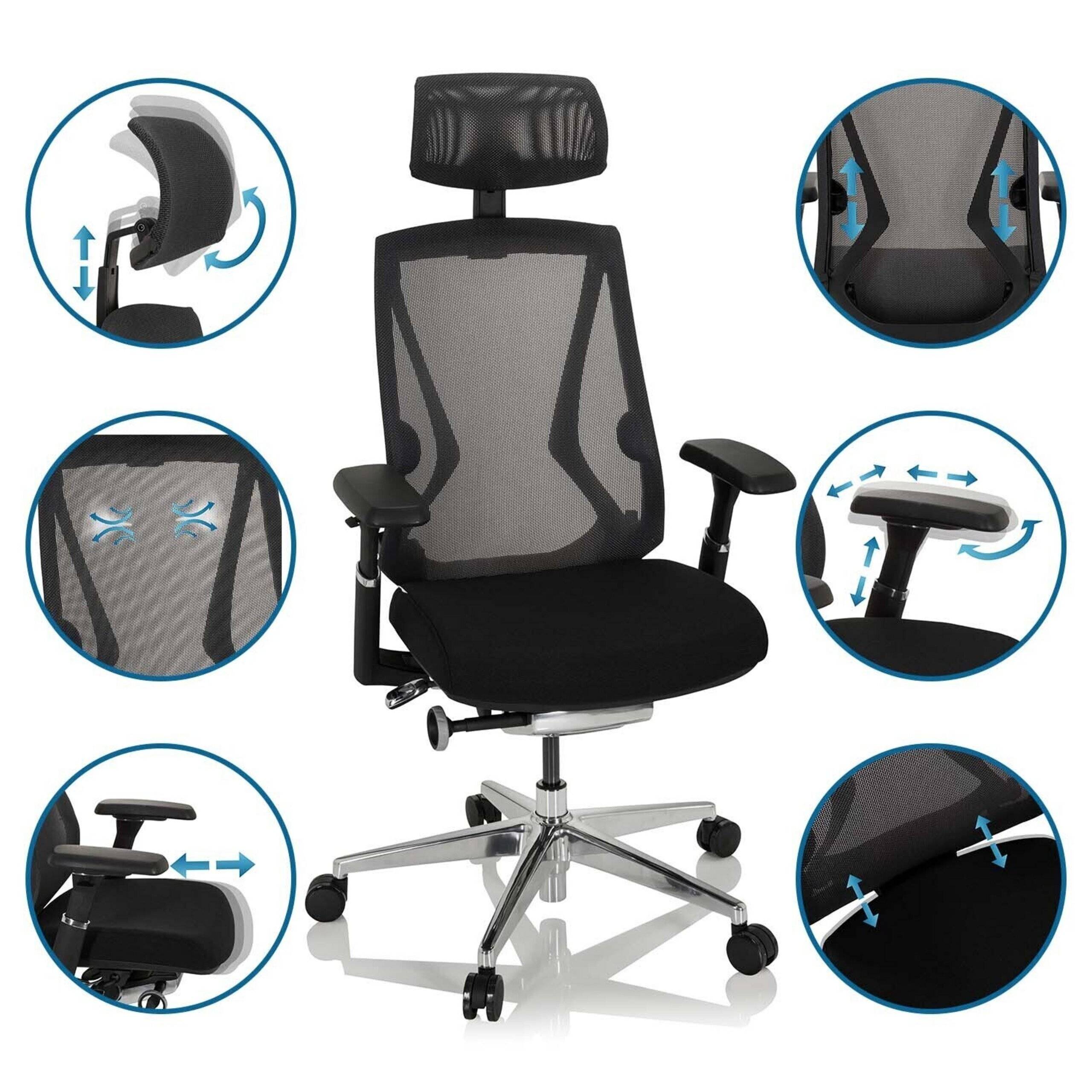 Bürostuhl Drehstuhl INSPERO Netzstoff Stoff schwarz hjh OFFICE-3