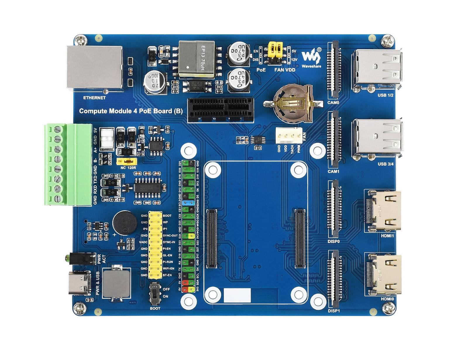 WaveShare IO Board with PoE (Type B) for Raspberry Pi Compute Module 4-2