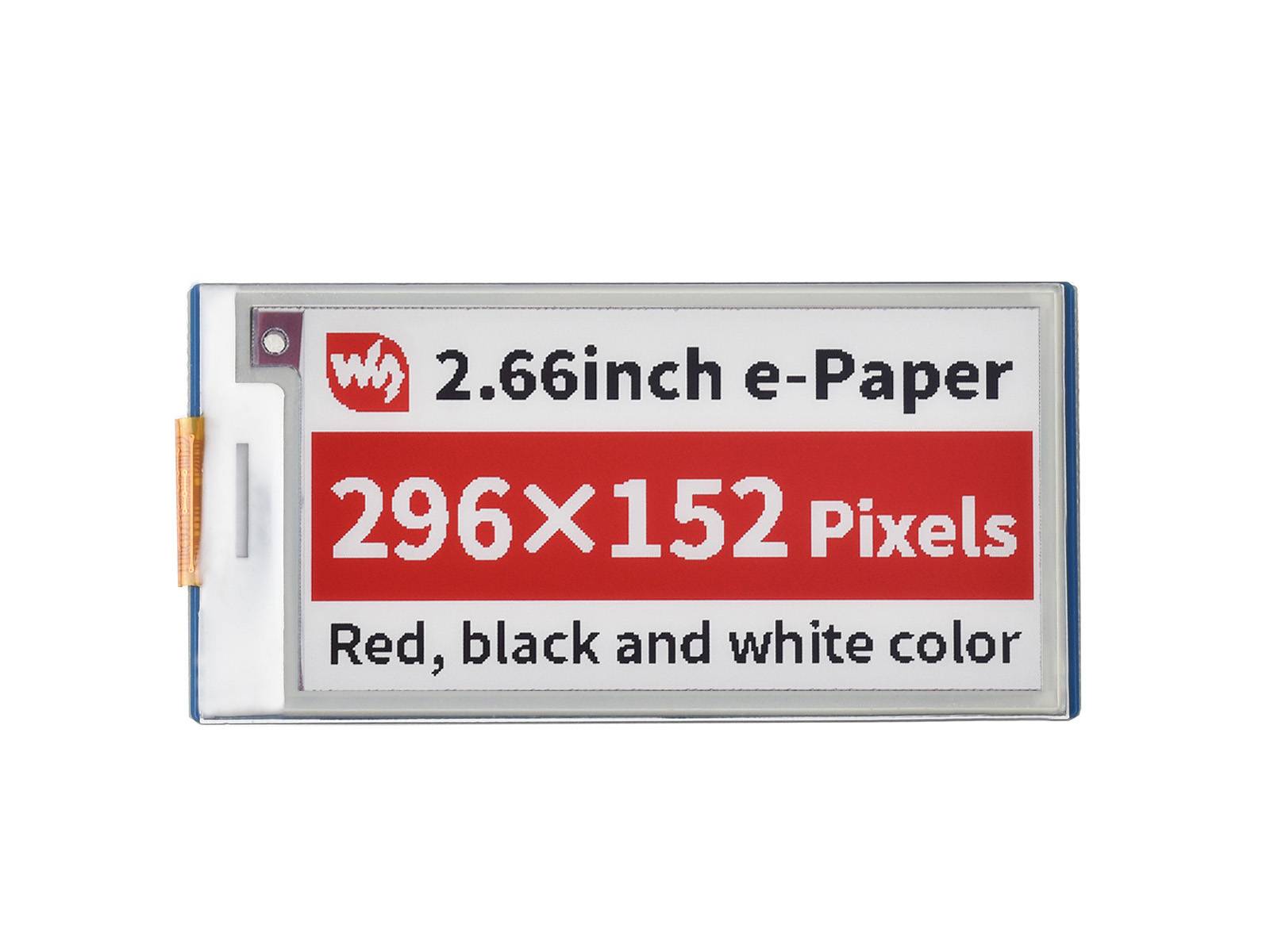 WaveShare 2.66inch E-Paper E-Ink Display Module (B) for Raspberry Pi Pico, 296×152, Red / Black / White, SPI-0
