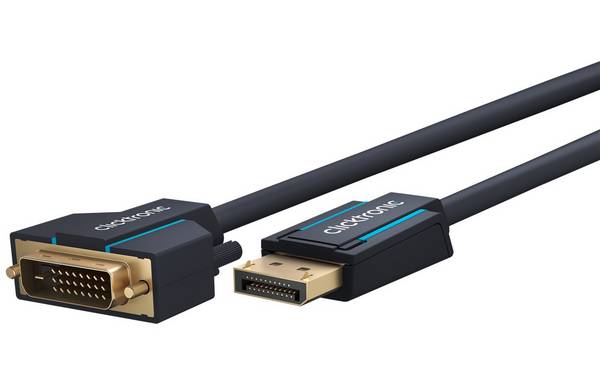 Clicktronic 70729 Aktives DisplayPort auf DVI-D Kabel Adapterkabel HD Monitorkabel Bildschirmkabel DP Stecker Grau 2m