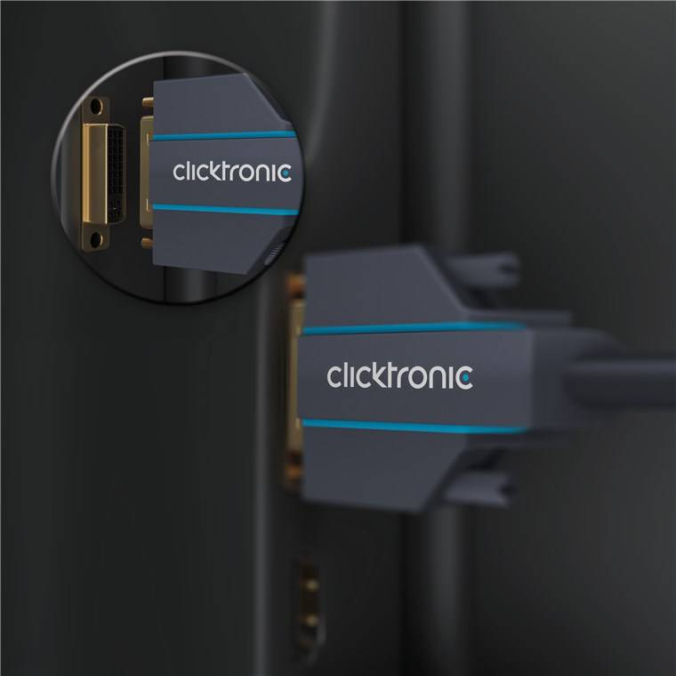 Clicktronic 70729 Aktives DisplayPort auf DVI-D Kabel Adapterkabel HD Monitorkabel Bildschirmkabel DP Stecker Grau 2m-2