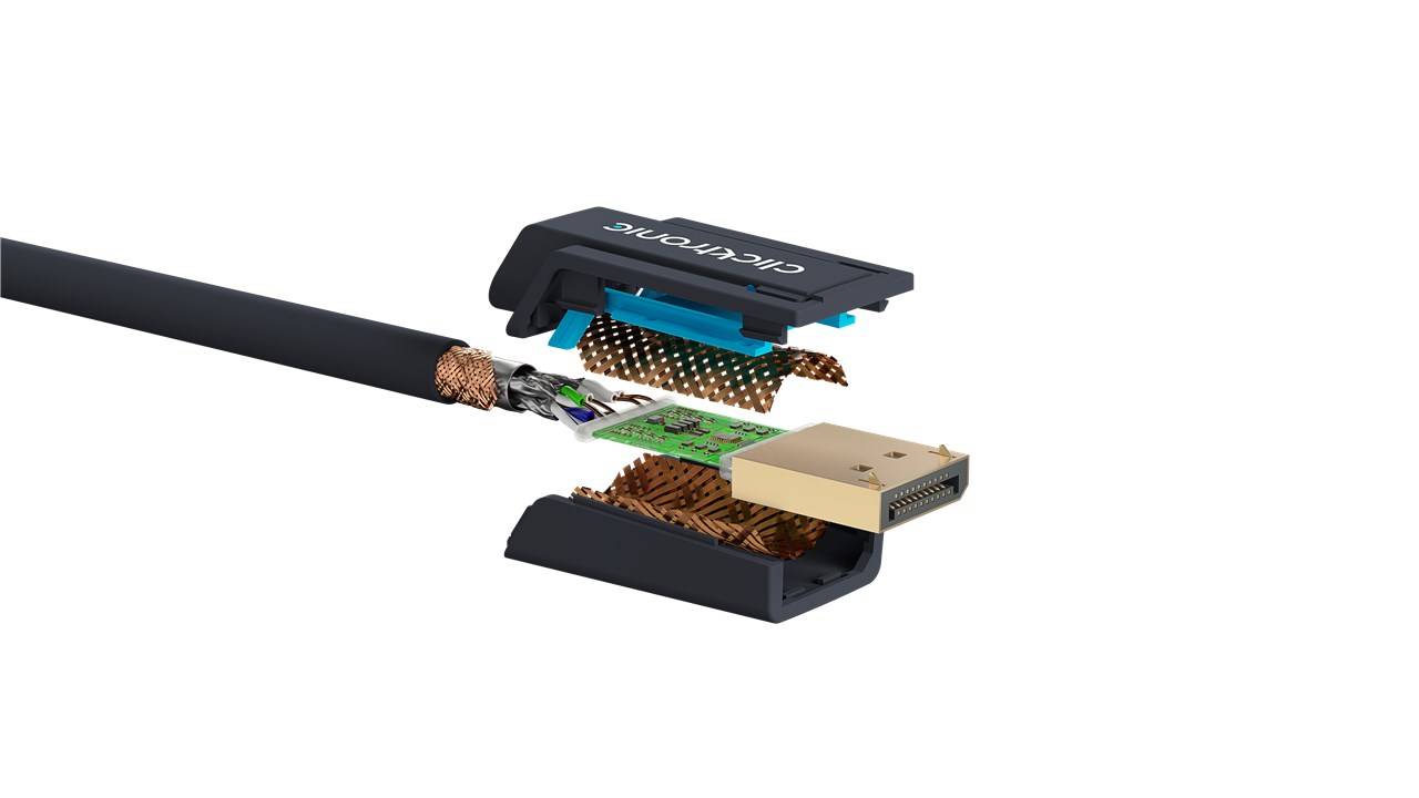 Clicktronic 70729 Aktives DisplayPort auf DVI-D Kabel Adapterkabel HD Monitorkabel Bildschirmkabel DP Stecker Grau 2m-3