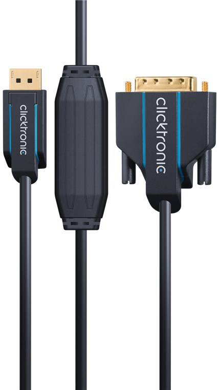 Clicktronic 70729 Aktives DisplayPort auf DVI-D Kabel Adapterkabel HD Monitorkabel Bildschirmkabel DP Stecker Grau 2m-4