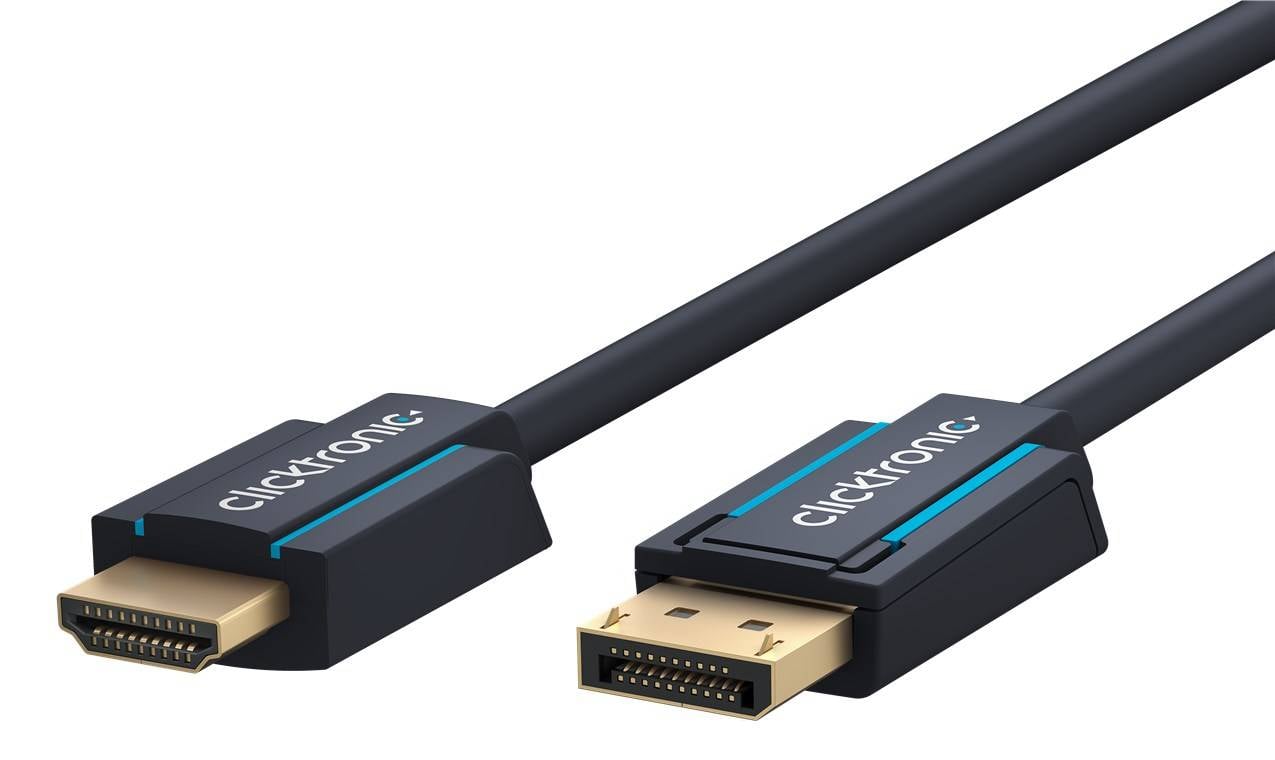 Clicktronic 44927 Aktives DisplayPort auf HDMI Adapterkabel 4K @ 60 Hz Monitorkabel DP Stecker Bildschirmkabel Grau 10m-0