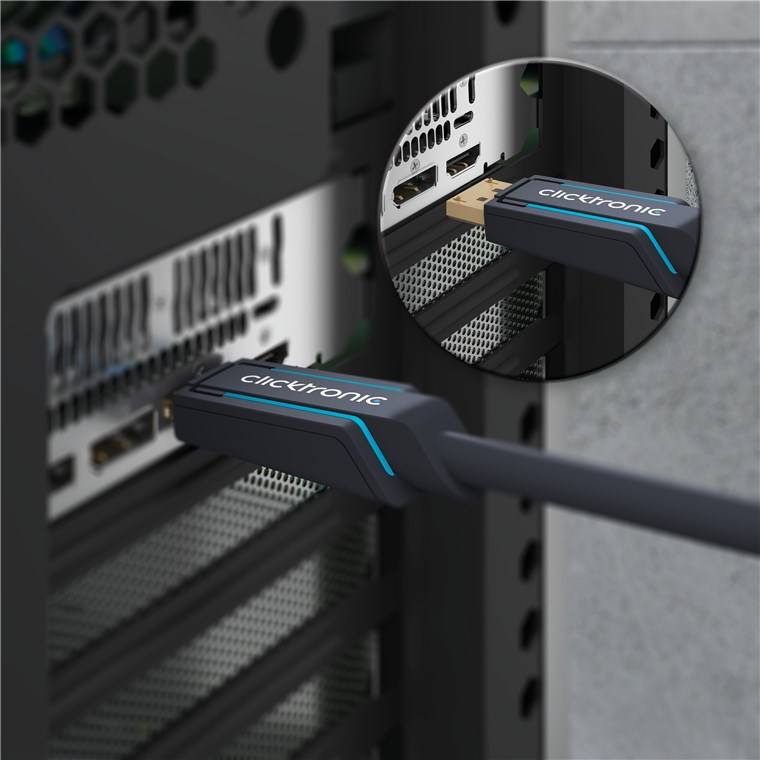Clicktronic 44927 Aktives DisplayPort auf HDMI Adapterkabel 4K @ 60 Hz Monitorkabel DP Stecker Bildschirmkabel Grau 10m-5