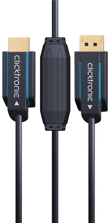 Clicktronic 44927 Aktives DisplayPort auf HDMI Adapterkabel 4K @ 60 Hz Monitorkabel DP Stecker Bildschirmkabel Grau 10m-8