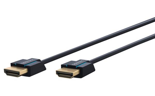 Clicktronic 70705 Ultra-Slim High-Speed-HDMI™-Kabel mit Ethernet, UHD 4K @ 60 Hz Monitorkabel, Schirmung, 3.00 m, Grau
