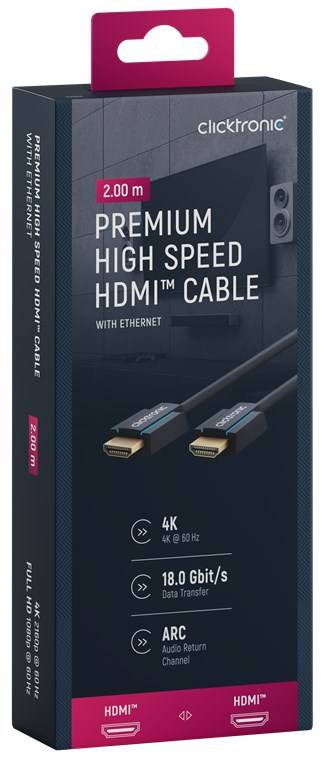Clicktronic 70303 Premium-High-Speed-HDMI™-Kabel mit Ethernet, UHD 4K @ 60 Hz Monitorkabel, Schirmung, 2.00 m, Grau-10
