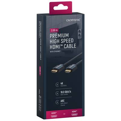 Clicktronic 70303 Premium-High-Speed-HDMI™-Kabel mit Ethernet, UHD 4K @ 60 Hz Monitorkabel, Schirmung, 2.00 m, Grau-10