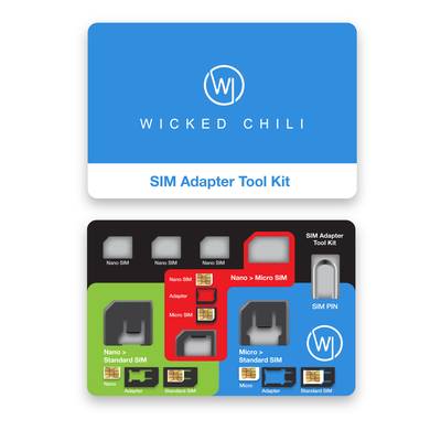 Wicked Chili 8in1 Sim Adapter Set im Kreditkartenformat Nano Micro Handy, Tablet