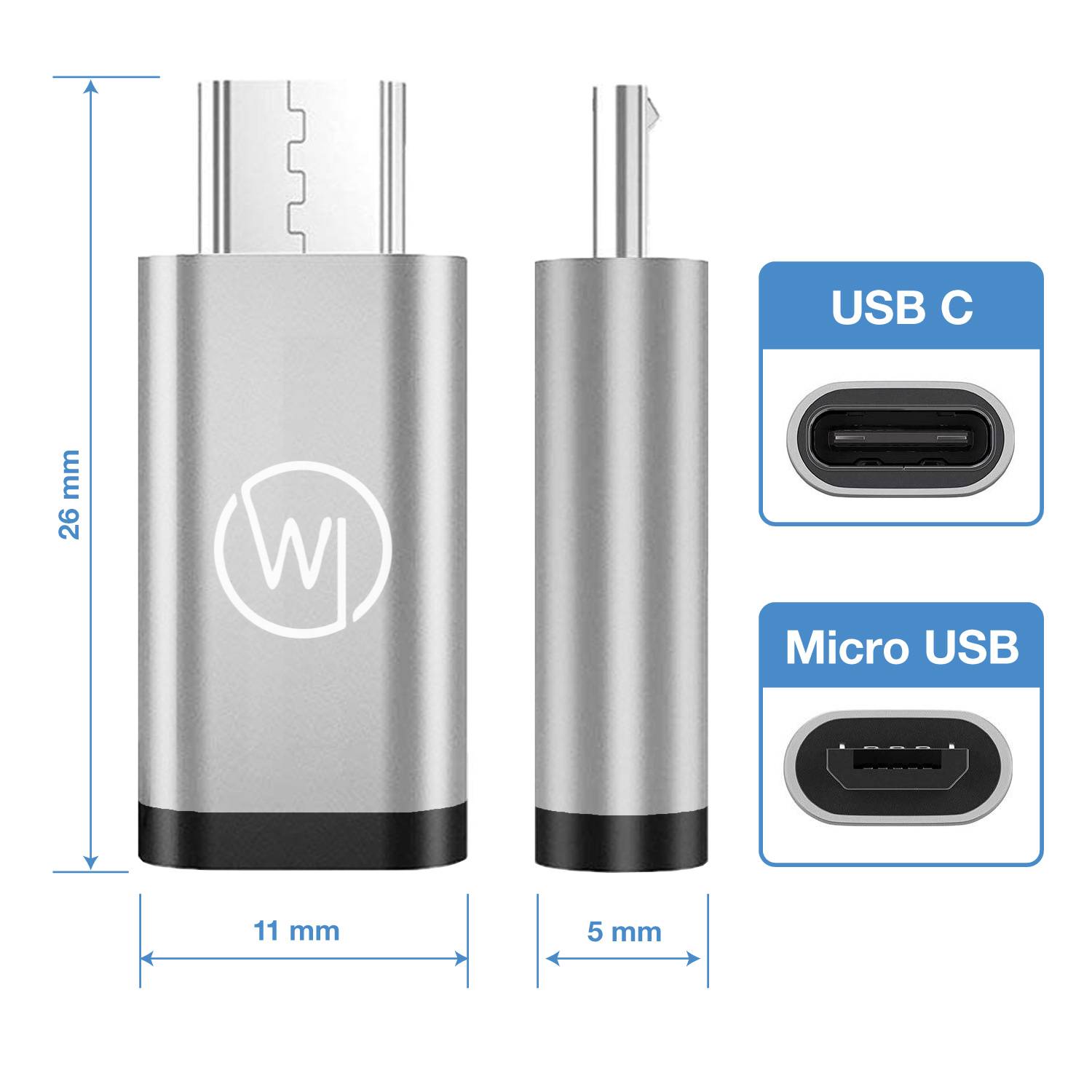 Wicked Chili MicroUSB auf USB C OTG Adapter für USB C Kartenlesegerät und Handy für Daten-2