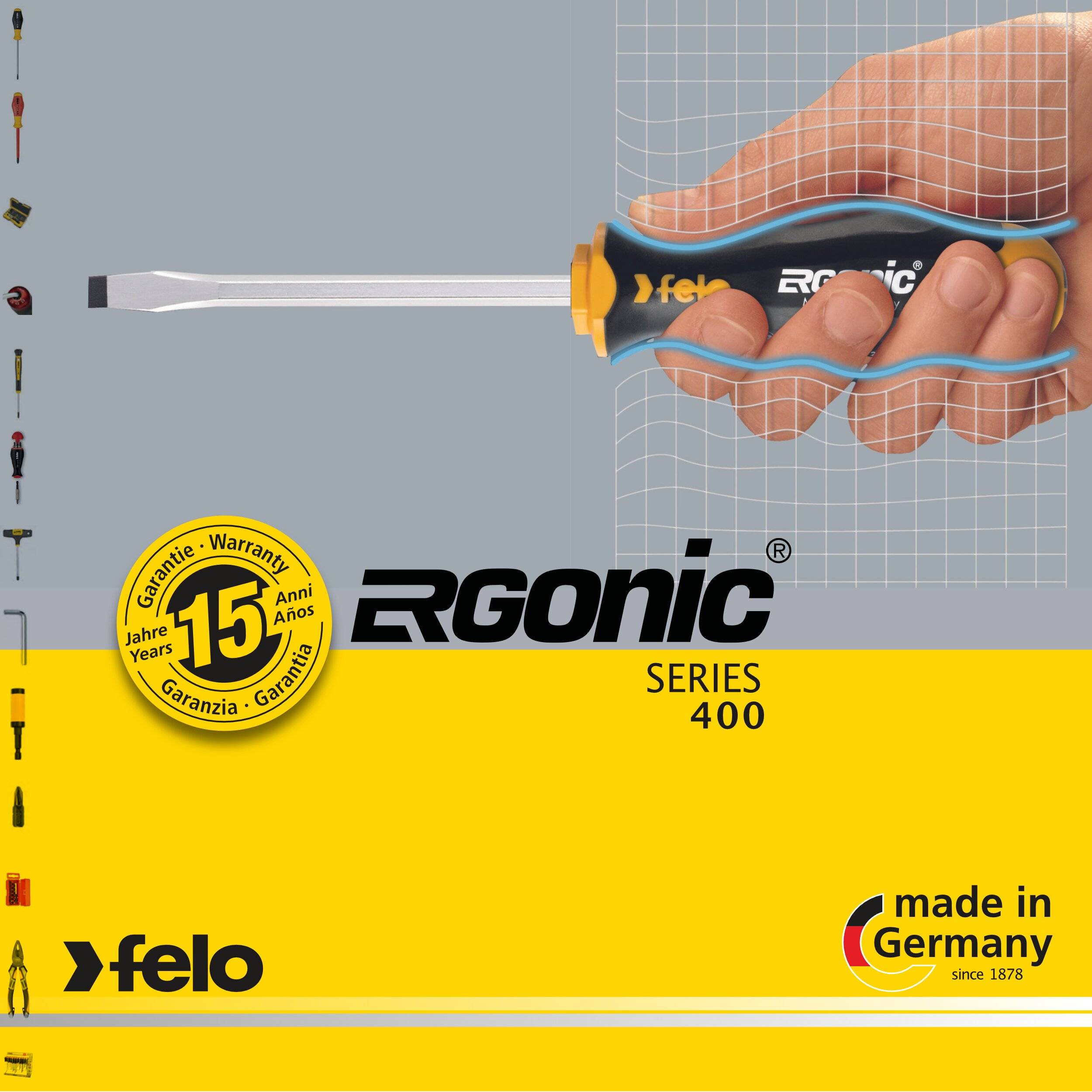 FELO Schraubendreher Satz ERGONIC, 6-tlg: 2 x Schlitz - 4 X Kreuzschlitz (2xPZ - 2xPH) im Koffer-3