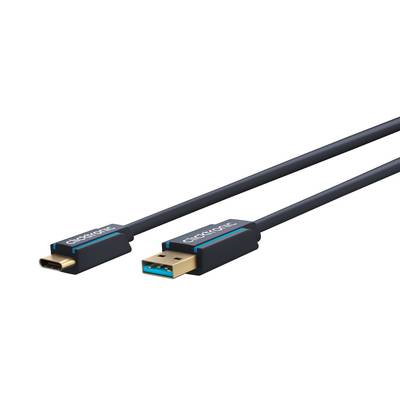 Clicktronic 45125 USB-C™ auf USB-A Adapterkabel 3.2 Gen 1, SuperSpeed USB-C™ Kabel 5 Gbit/s Typ-C Ladekabel Grau, 2.00 m