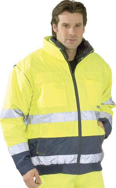 Planam Comfortjacke 2-farbig Warnschutz, Outdoor gelb/marine Gr. 4XL