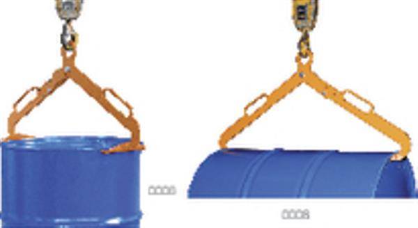 Fasszange f.Metallfässer stehend 200l Trgf.300kg gelborange BAUER-1