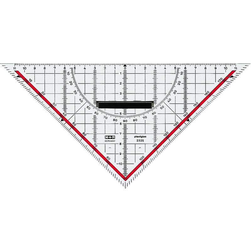 Zeichendreieck 25cm Skala rot-0