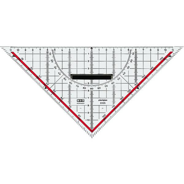 Zeichendreieck 25cm Skala rot