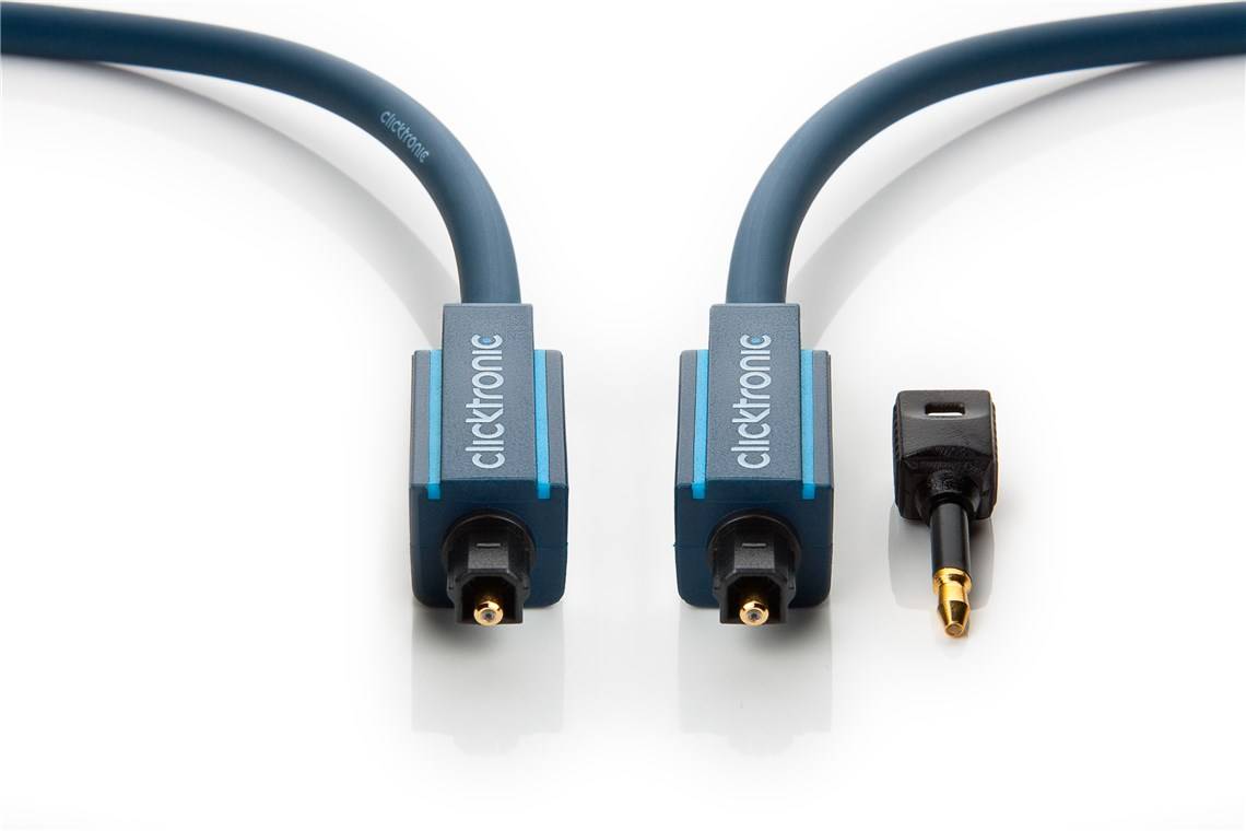 Clicktronic 70366 Toslink Kabel Audio POF Optisches Kabel Polymer Lichtwellenleiter Audiokabel Optical Cable Grau 1m-3