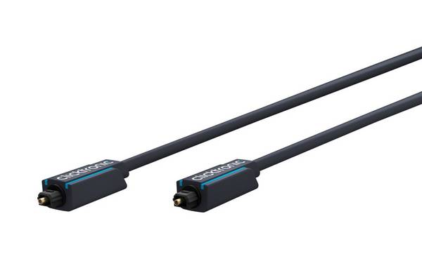 Clicktronic 70368 Toslink Kabel Audio POF Optisches Kabel Polymer Lichtwellenleiter Audiokabel Optical Cable Grau 2m