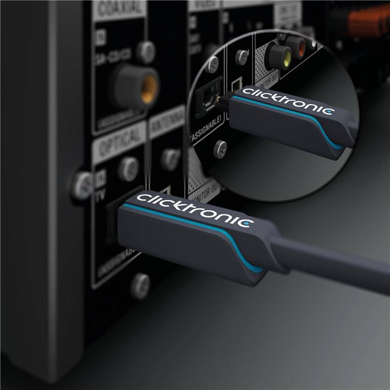 Clicktronic 70366 Toslink Kabel Audio POF Optisches Kabel Polymer Lichtwellenleiter Audiokabel Optical Cable Grau 1m-7
