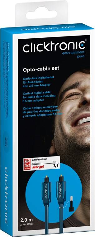 Clicktronic 70368 Toslink Kabel Audio POF Optisches Kabel Polymer Lichtwellenleiter Audiokabel Optical Cable Grau 2m-5