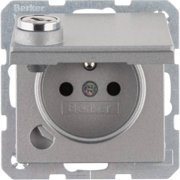 Berker Steckdose m. Erdstift Q.1,alu,ma,la 6765116084-0