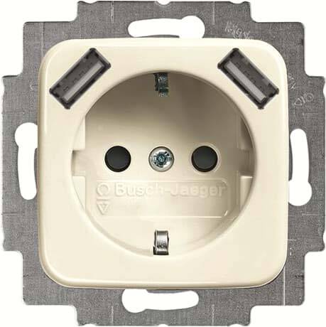 BJ Schuko/USB Steckdose 20 EUCB2USB-212 Busch-Duro 2000 SI USB-Ladestation ws