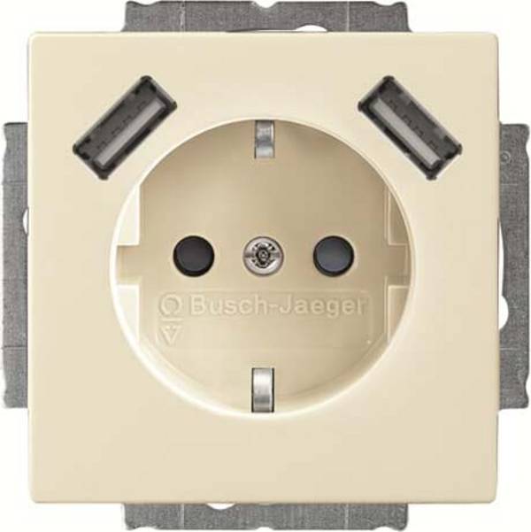BUSCH JAEGER 20 EUCB2USB-82 SCHUKO-2x USB Steckdose - Zum Anschließen von elektr