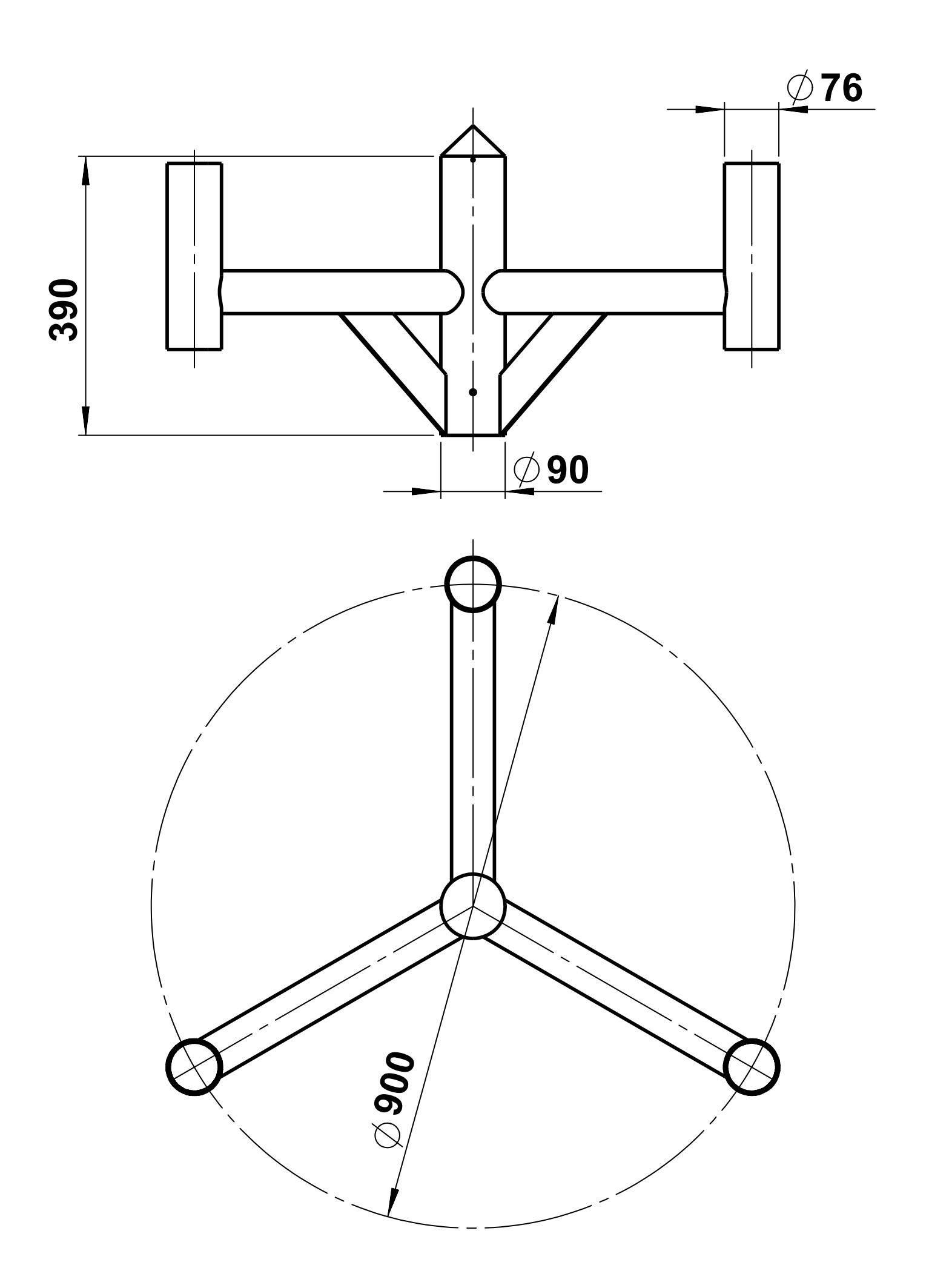 Albert Leuchten Mastaufsatz 3-fach 661010-0