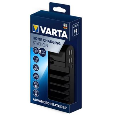 Varta Home Charging Station mit 5 Port, 2 USB 2,4A, 2 USB 1,0A und ein USB-C Ausgang, max. 10A 50W