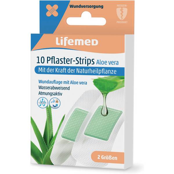 Lifemed Pflaster-Strips "Aloe vera", weiß, 10er