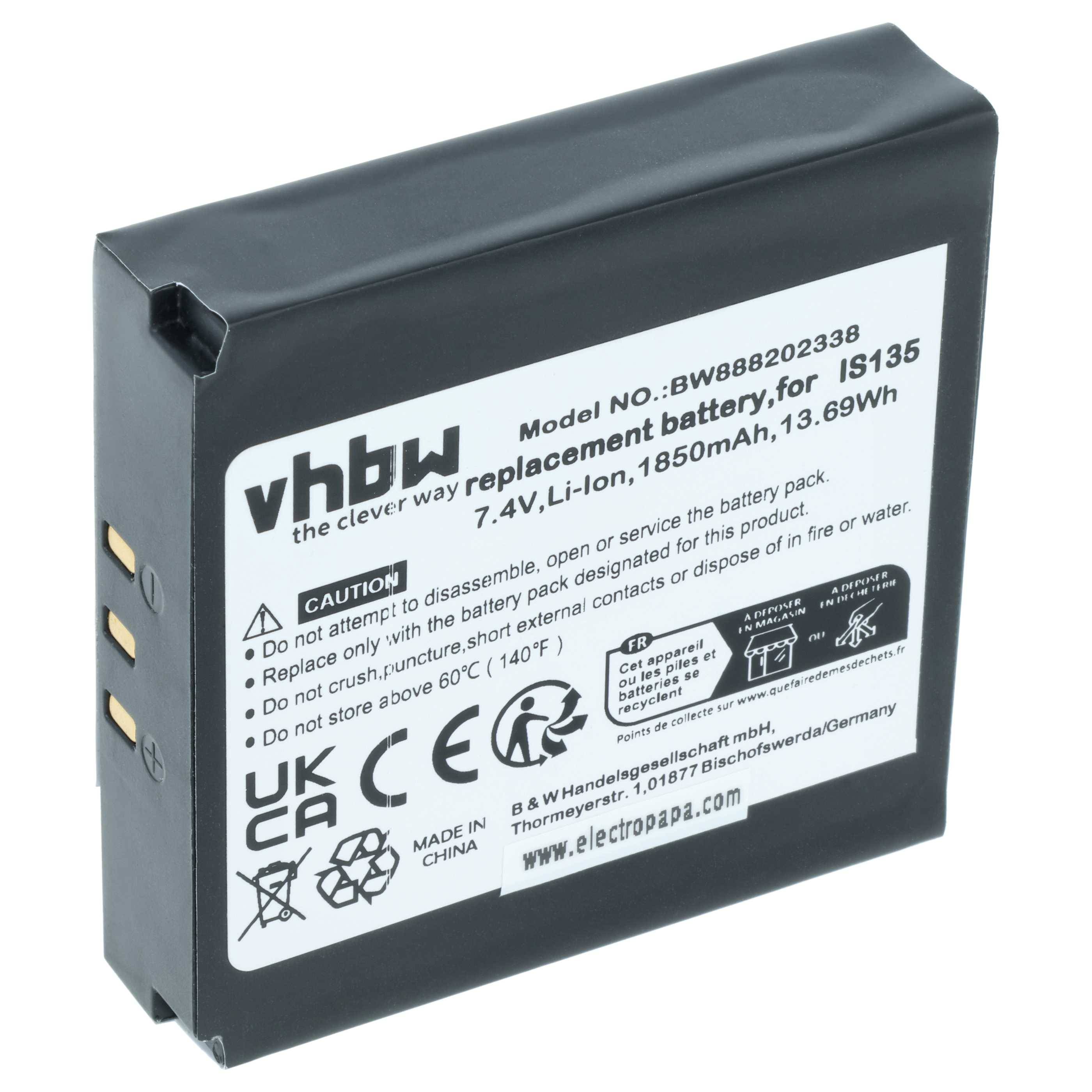 vhbw Akku Ersatz für Pax IS135 | 25B1001 für Barcodescanner POS (1850 mAh, 7,4 V, Li-Ion)-0