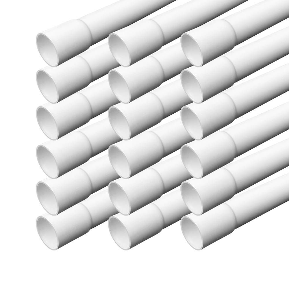 Installationsrohr M16 gemufft 18m inkl. 40 Klemmschellen. Starres Kabelrohr aus PVC für Aufputzinstallation-1