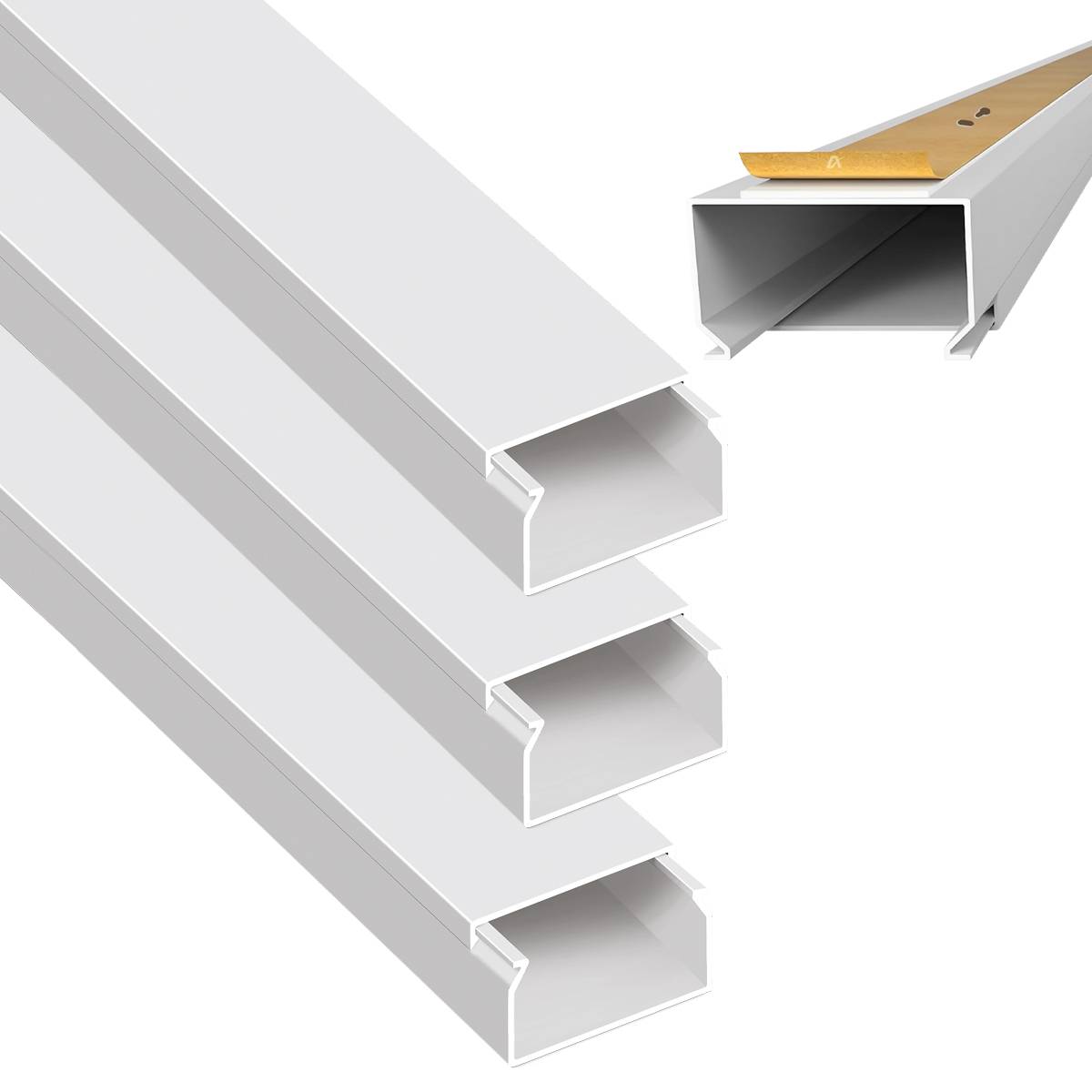 ARLI Kabelkanal selbstklebend 30x20 mm Weiß – 4m Installationskanal mit Klebeband & Bodenlochung-0