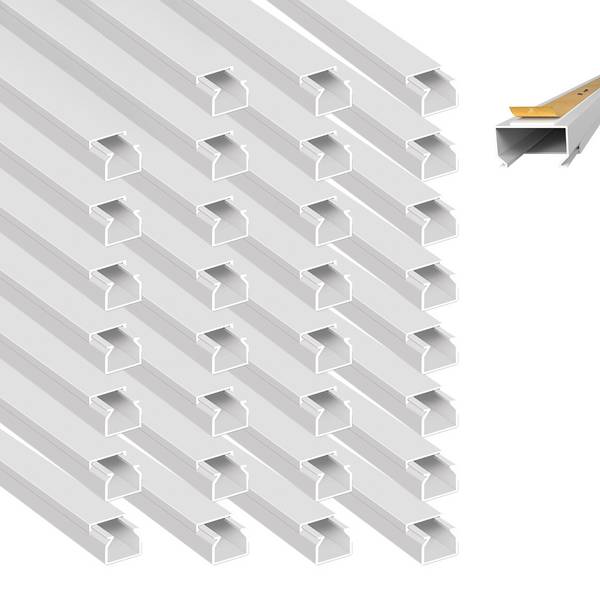 ARLI Kabelkanal selbstklebend 15x10 mm Weiß – 32m Installationskanal mit Klebeband & Bodenlochung