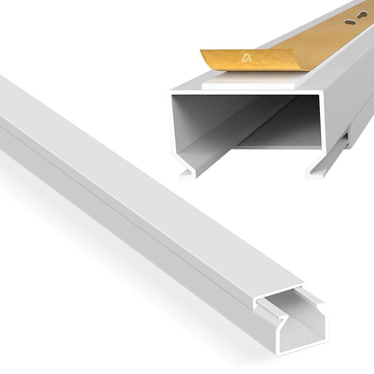 ARLI Kabelkanal selbstklebend 15x10 mm Weiß – 32m Installationskanal mit Klebeband & Bodenlochung-1
