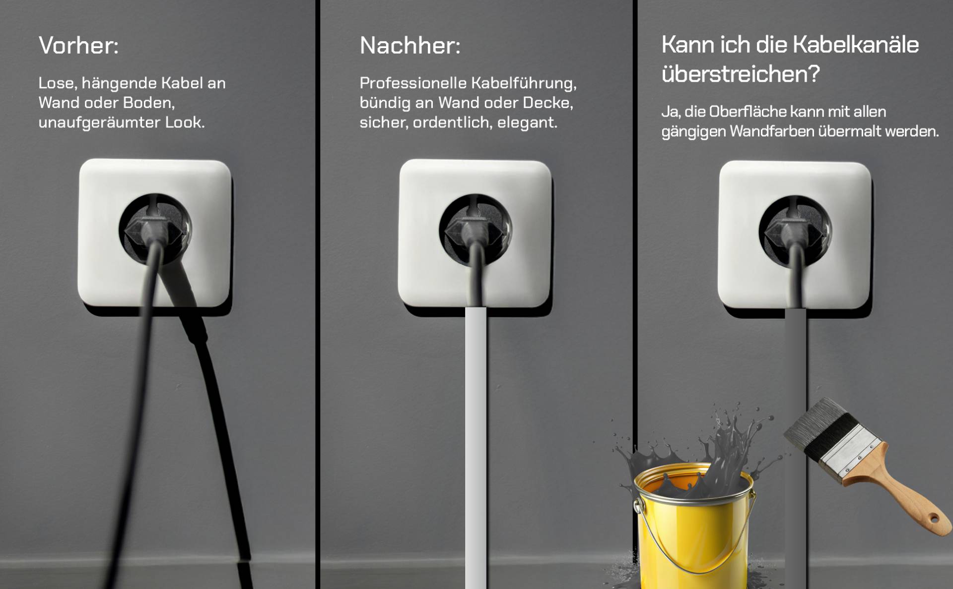 Symbolbild für ARLI Kabelkanal selbstklebend 30x20 mm Weiß – 4m Installationskanal mit Klebeband & Bodenlochung