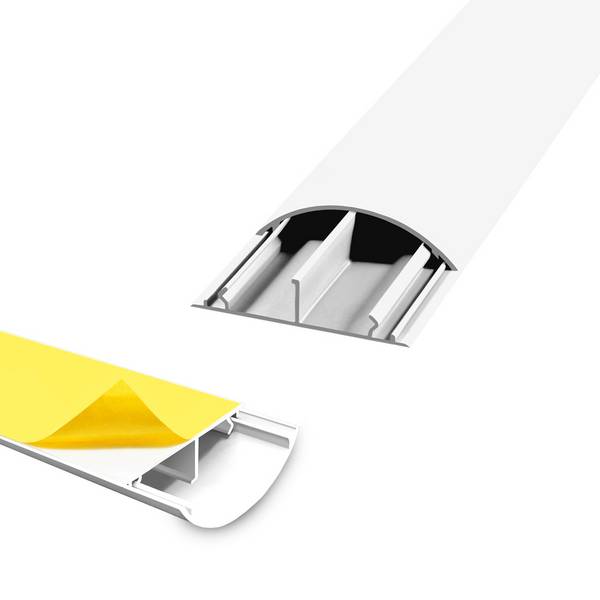 ARLI Kabelkanal halbrund selbstklebend 50x12 mm Weiß – 8x 1m Wand- & Fußboden Kabelbrücke