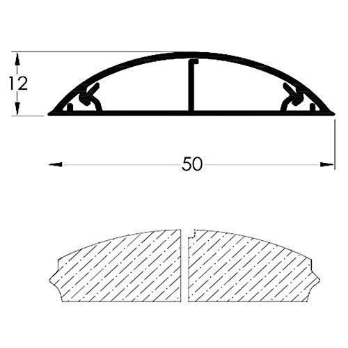 ARLI Kabelkanal halbrund selbstklebend 50x12 mm Grau – 8x 1m Wand- & Fußboden Kabelbrücke-5
