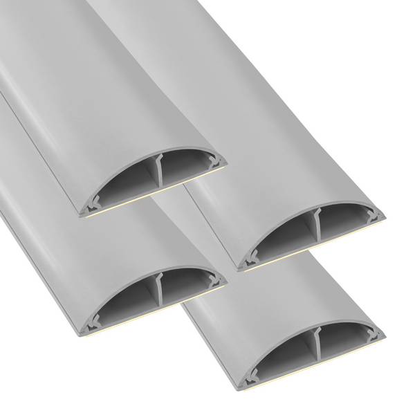 ARLI Kabelkanal halbrund selbstklebend 50x12 mm Grau – 4x 1m Wand- & Fußboden Kabelbrücke
