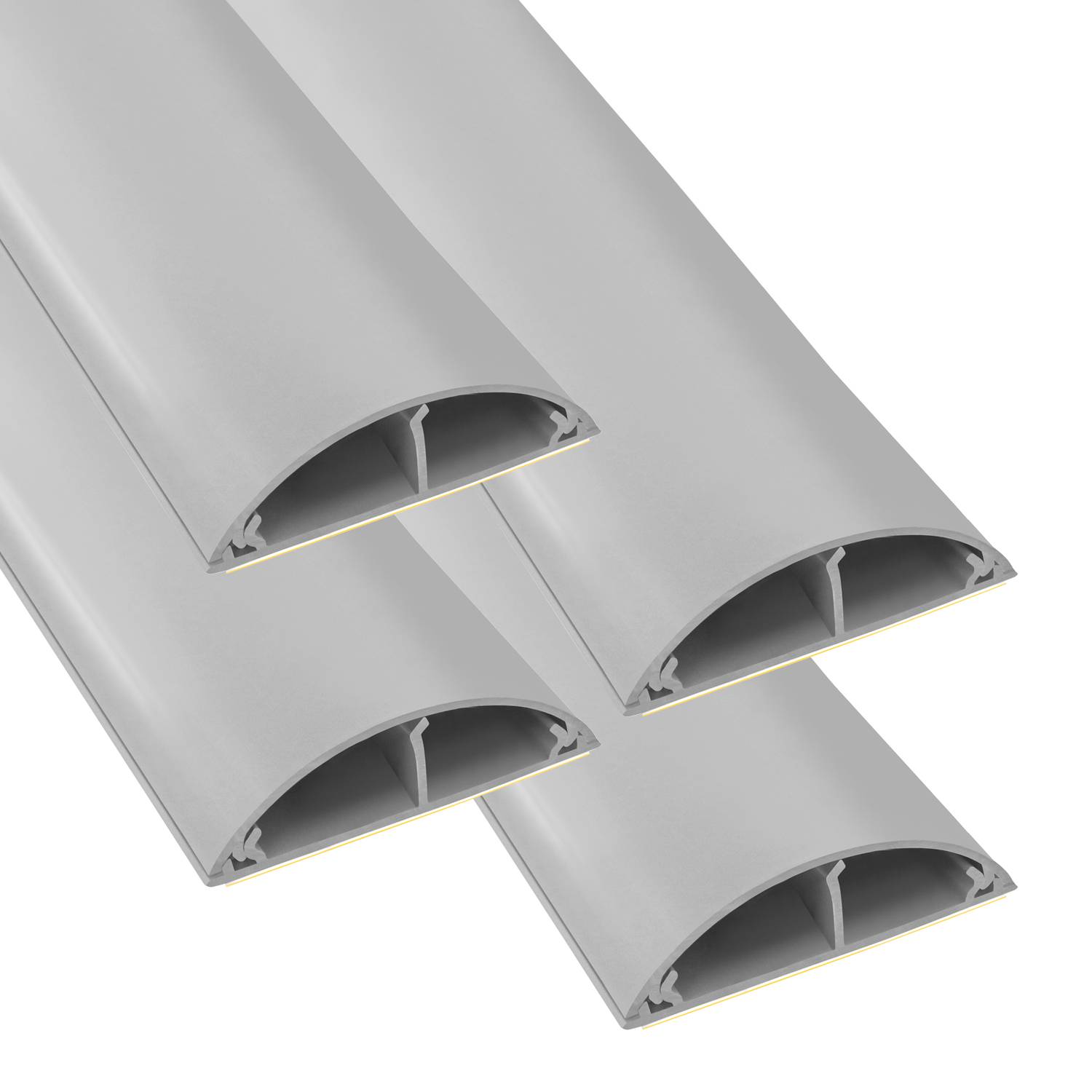 ARLI Kabelkanal halbrund selbstklebend 50x12 mm Grau – 4x 1m Wand- & Fußboden Kabelbrücke-0