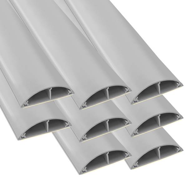 ARLI Kabelkanal halbrund selbstklebend 50x12 mm Grau – 8x 1m Wand- & Fußboden Kabelbrücke
