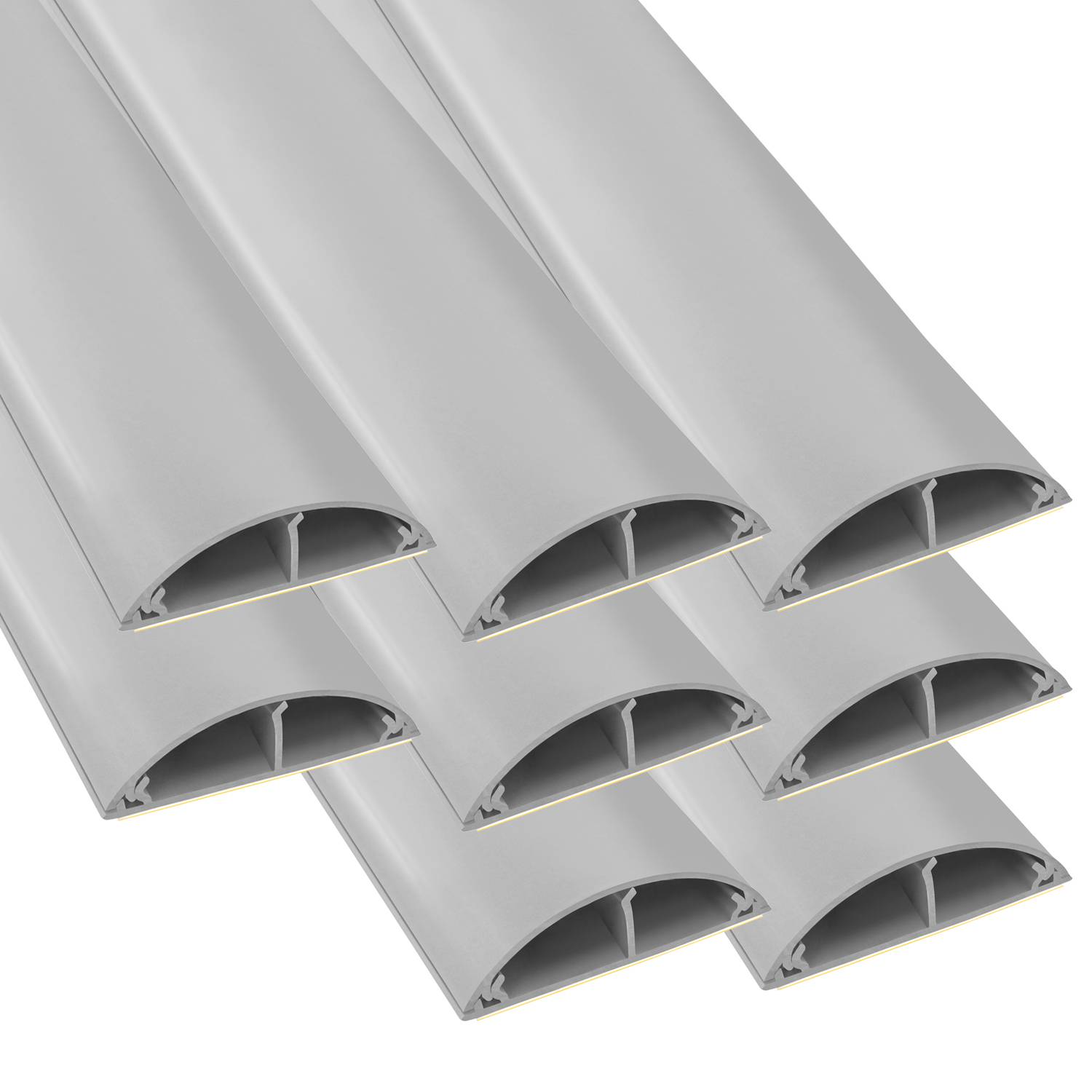 ARLI Kabelkanal halbrund selbstklebend 50x12 mm Grau – 8x 1m Wand- & Fußboden Kabelbrücke-0