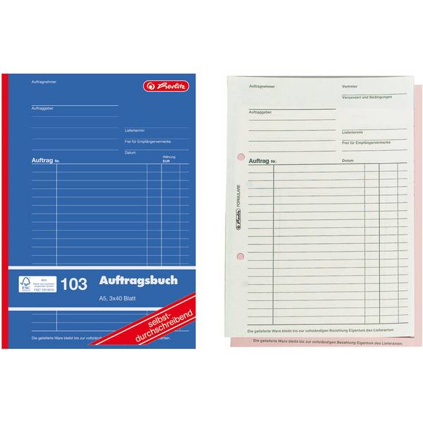 herlitz Formularbuch "Auftrag 103", DIN A5, 3 x 40 Blatt