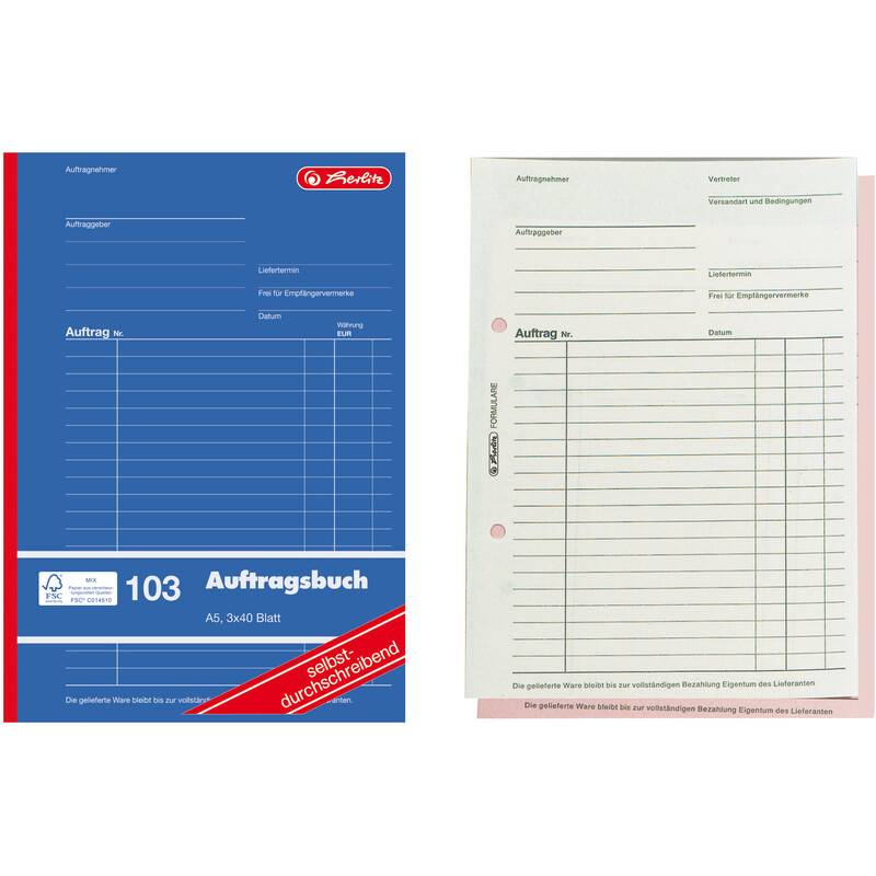 herlitz Formularbuch "Auftrag 103", DIN A5, 3 x 40 Blatt-0