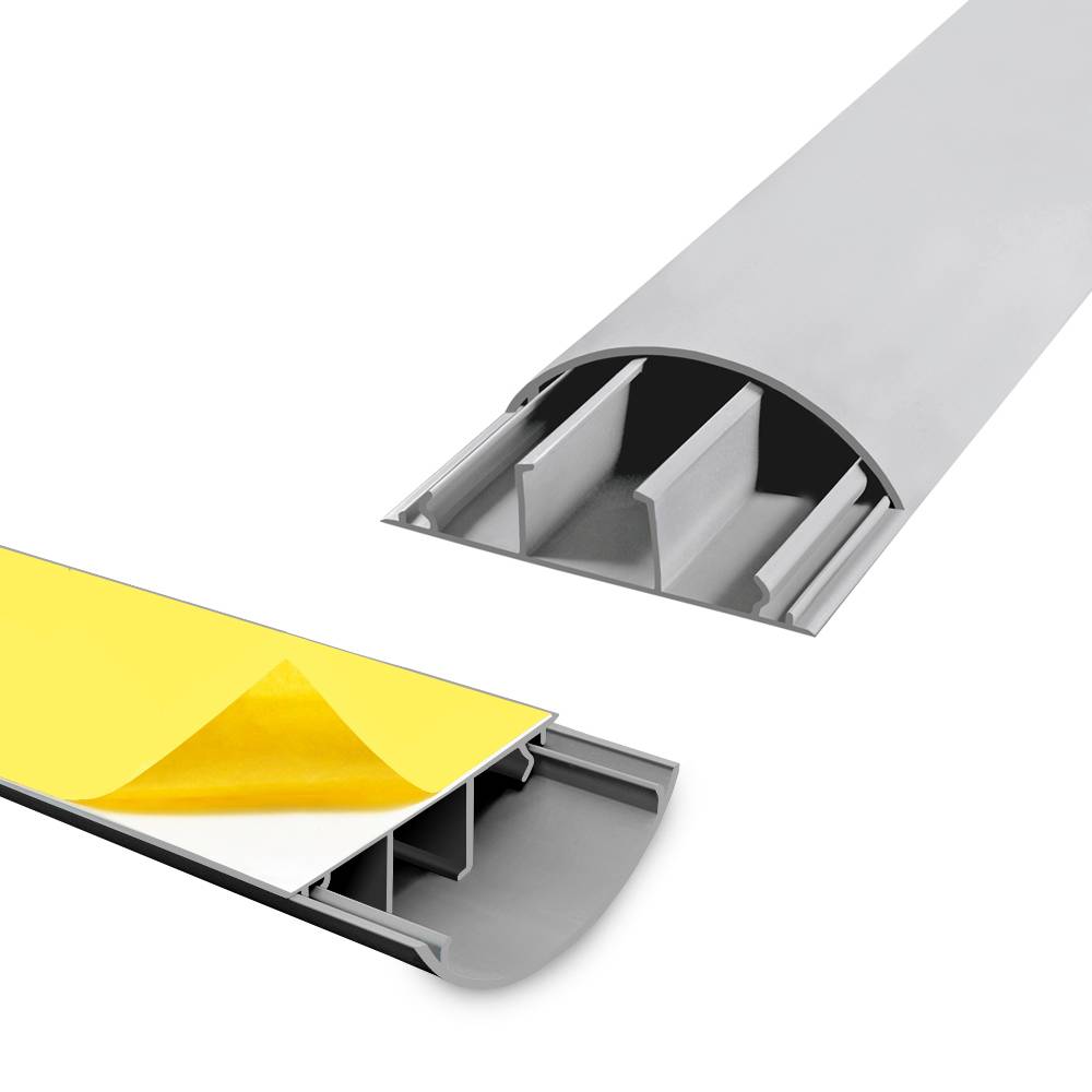 ARLI Kabelkanal halbrund selbstklebend 70x20 mm Grau – 2x 1m Wand- & Fußboden Kabelbrücke-1
