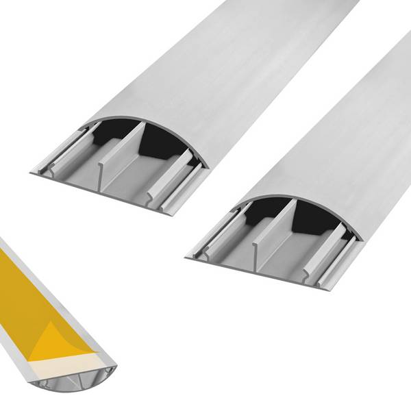 ARLI Kabelkanal halbrund selbstklebend 70x20 mm Grau – 2x 1m Wand- & Fußboden Kabelbrücke