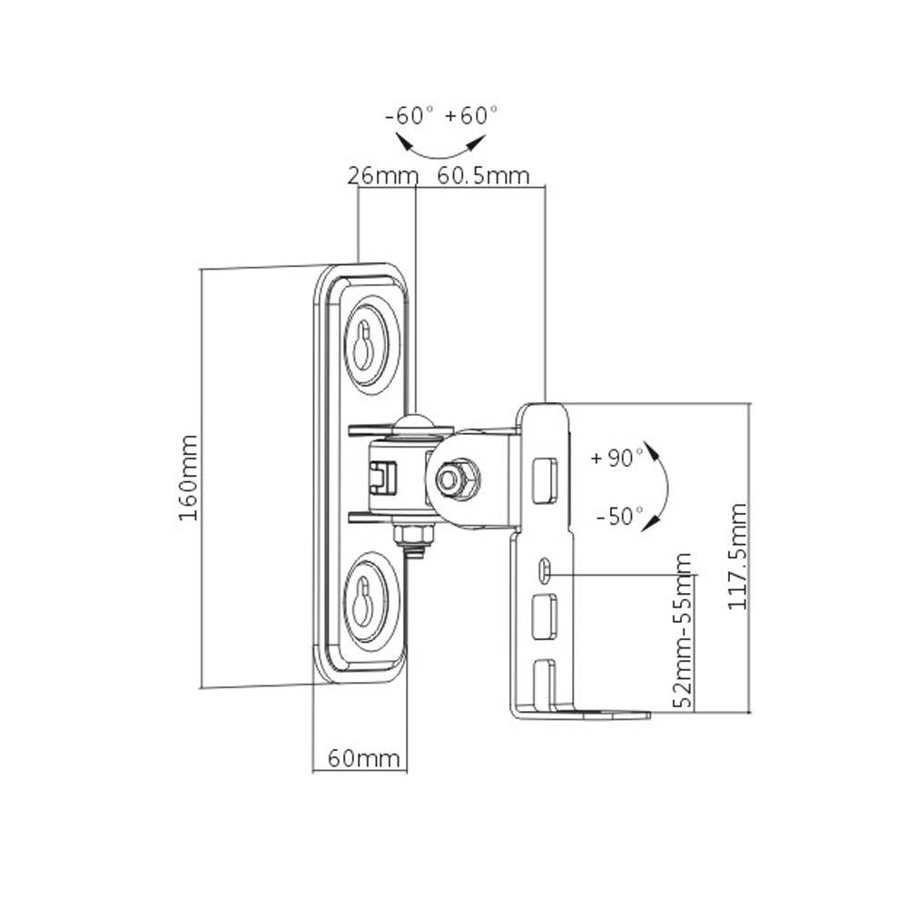 2x Wandhalter für SONOS PLAY1 Lautsprecher Boxen Halter Wandhalterungen Halterung Schwarz-2